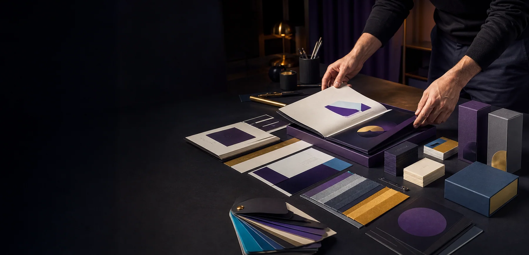 Premium collection of printed brand materials and paper samples